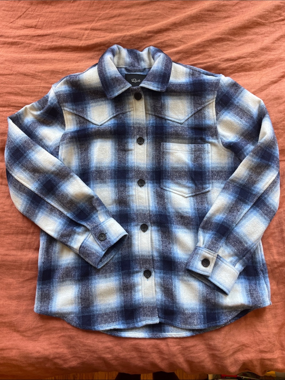 Rails Blue and Cream Plaid Button-Up Shacket